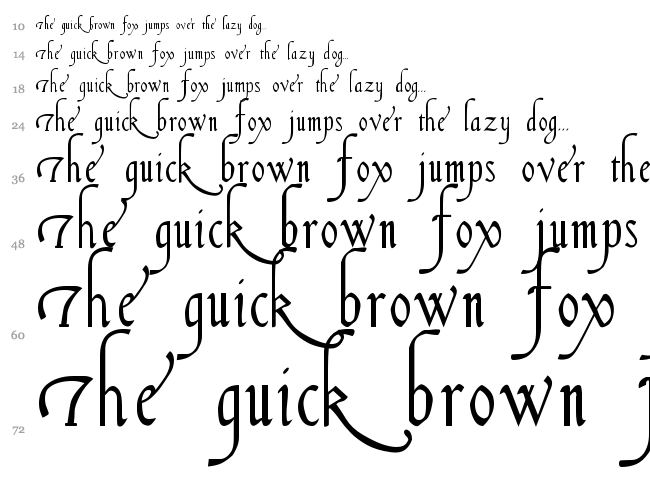 Italian Cursive, 16th c. font waterfall